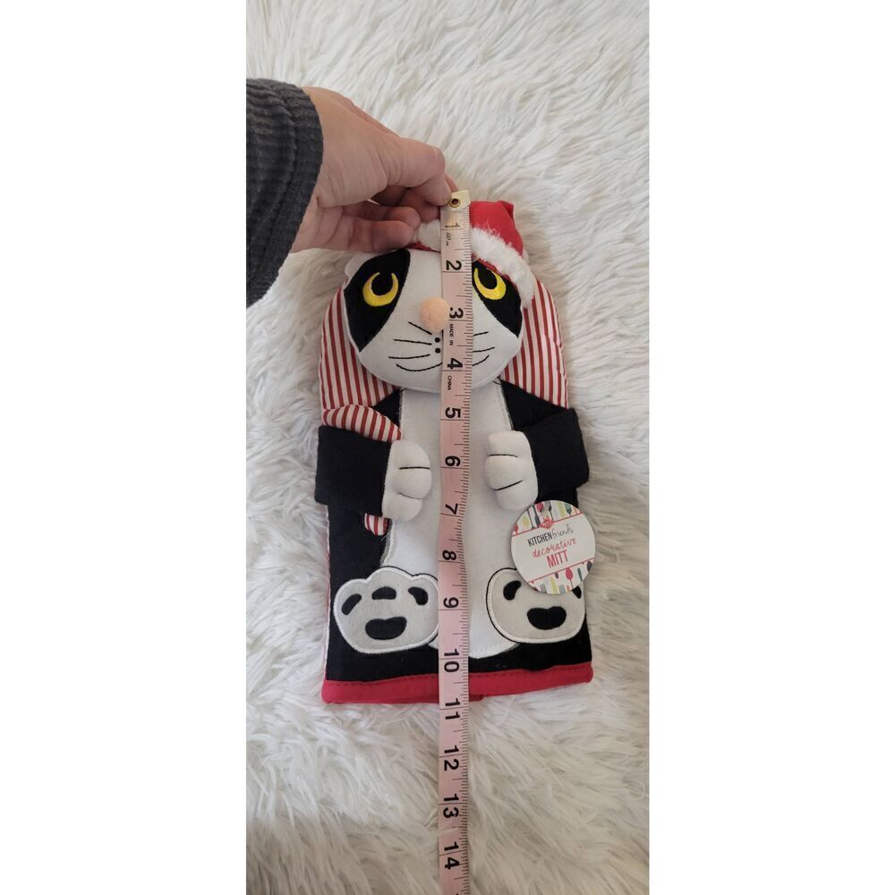 Ritz Kitchen Friends Cotton Oven Mitts Cat with Santa Hat New - Picture 3 of 4
